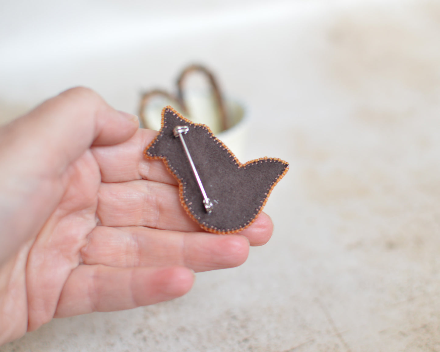 Beaded Fox Brooch