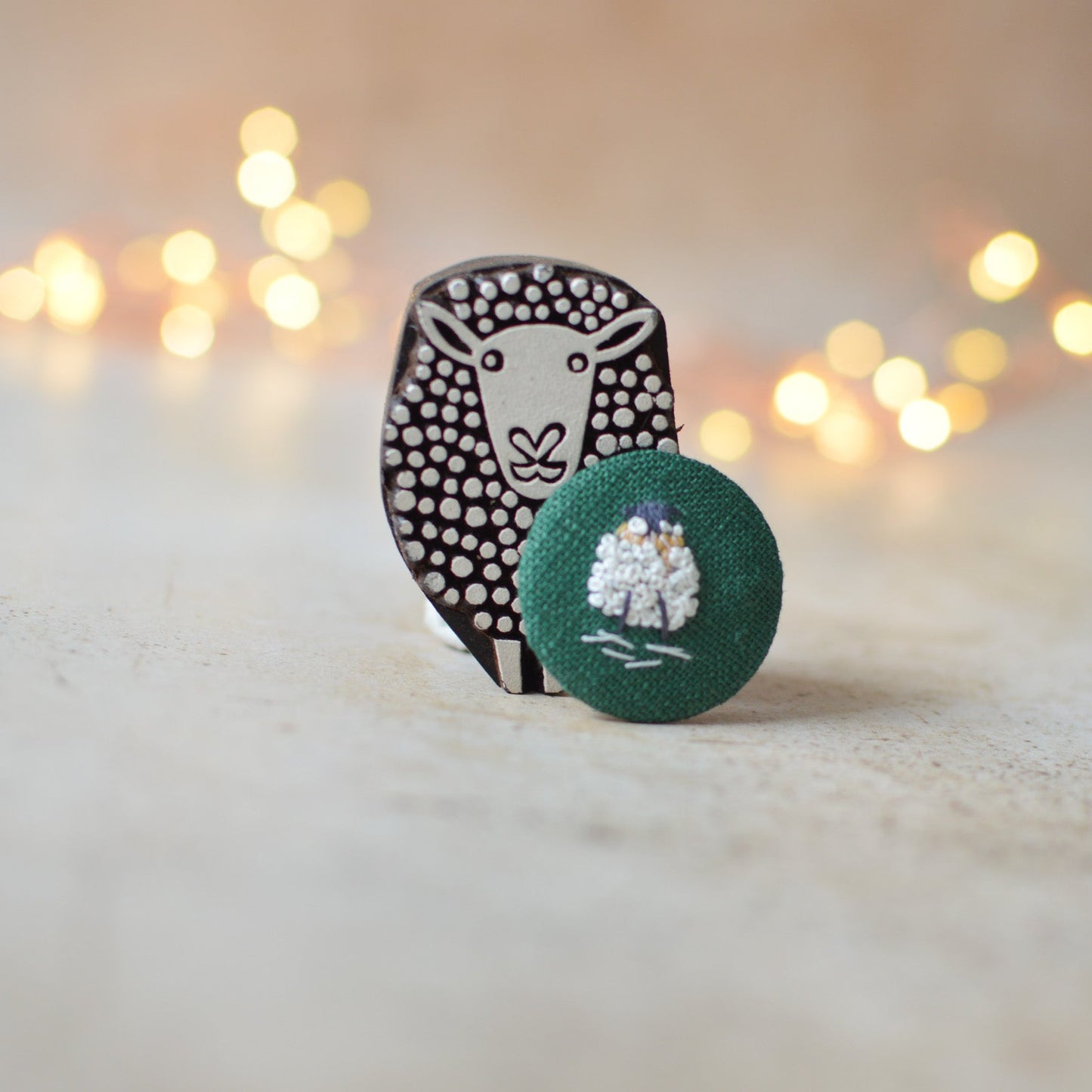 Sheep in Winter Hat Embroidered Badge – 3 cm