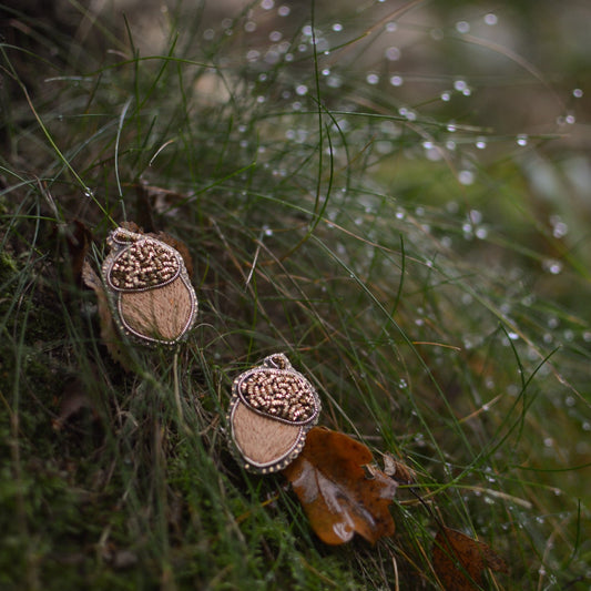 Acorn Embroidered Brooch