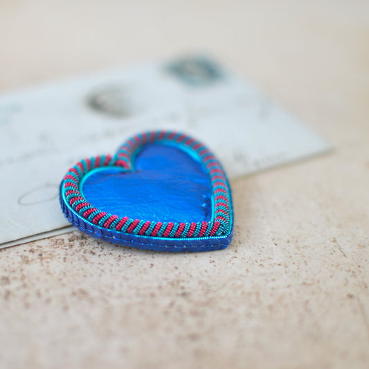 Blue Heart Brooch