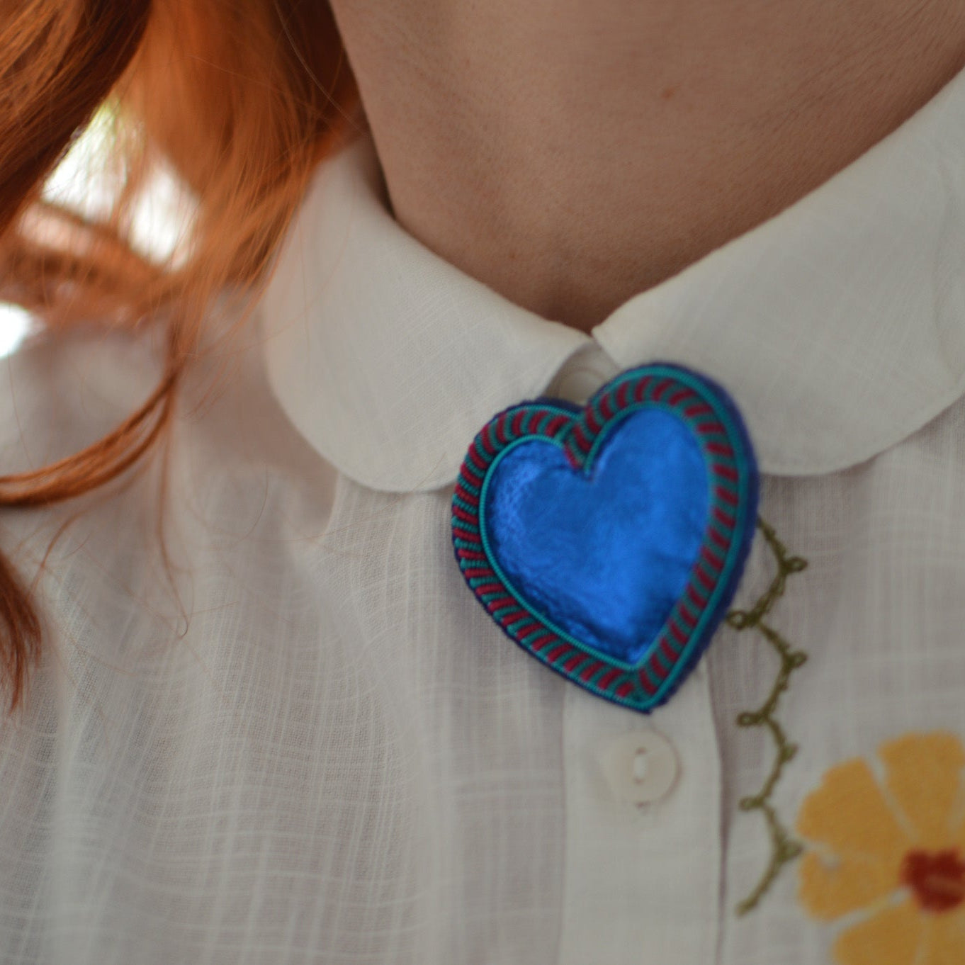 Blue Heart Brooch