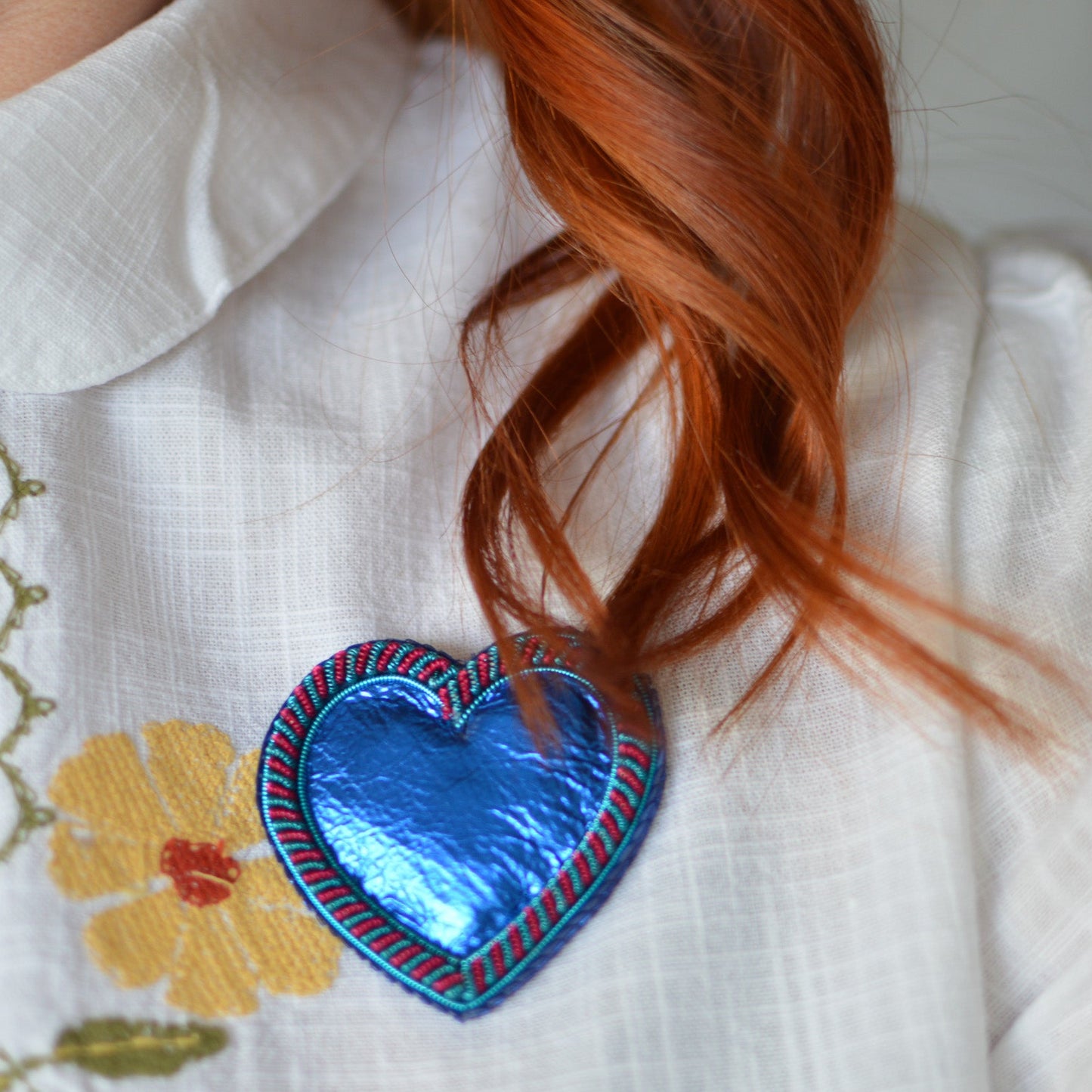 Blue Heart Brooch