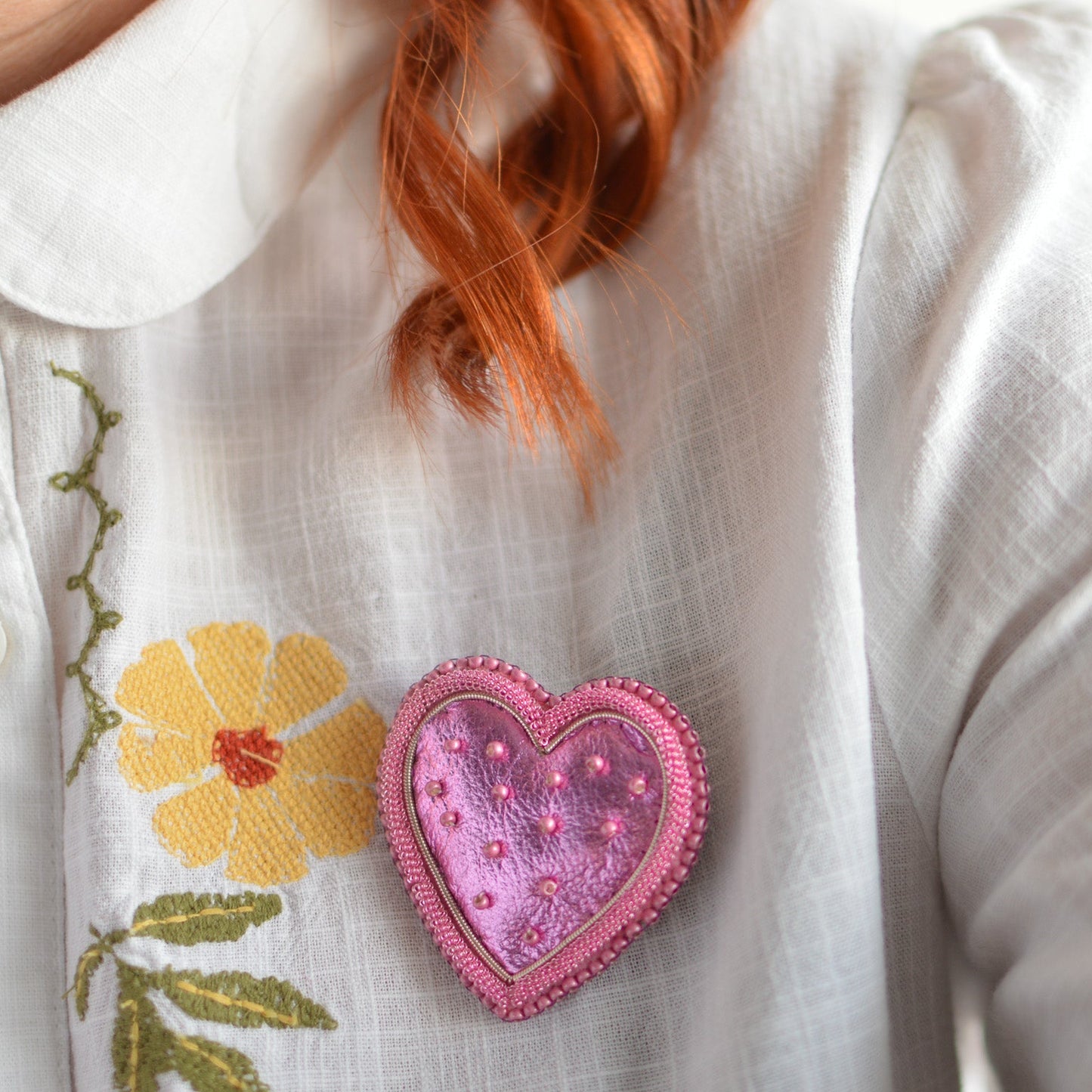 Pink Heart Brooch