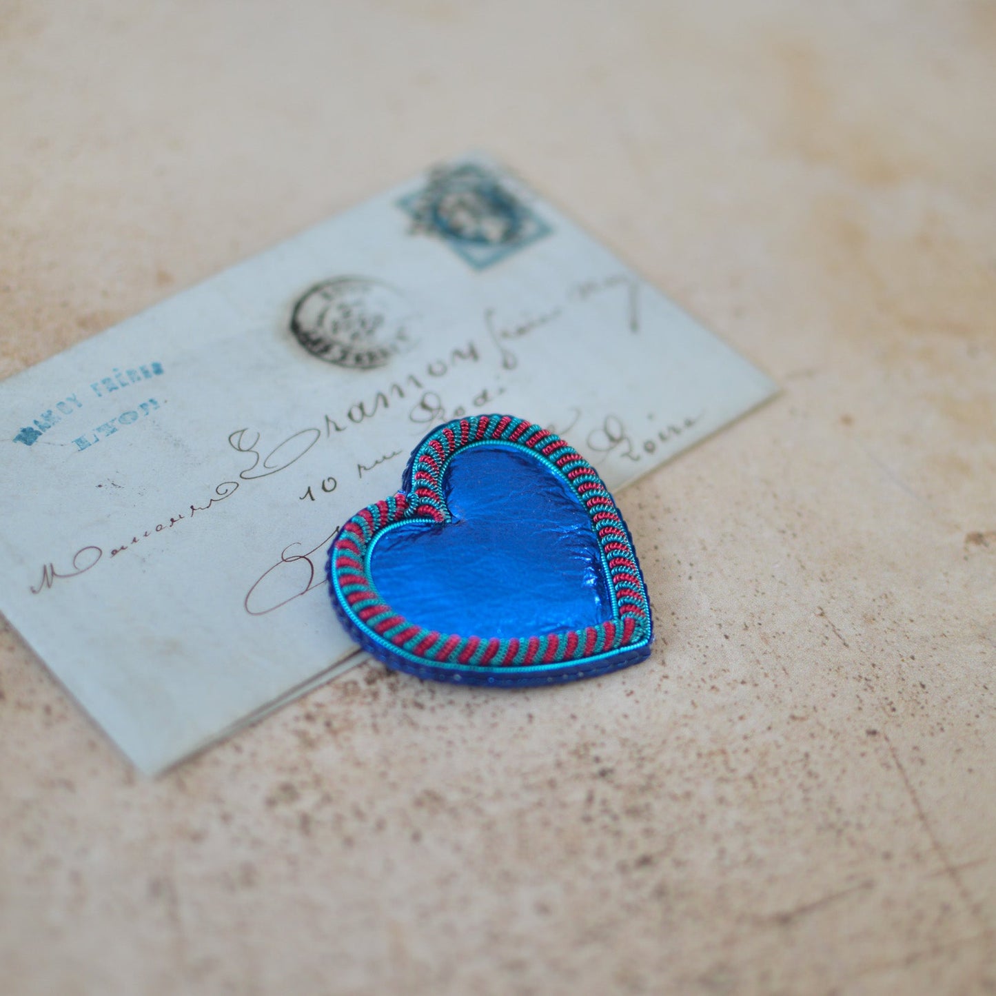 Blue Heart Brooch