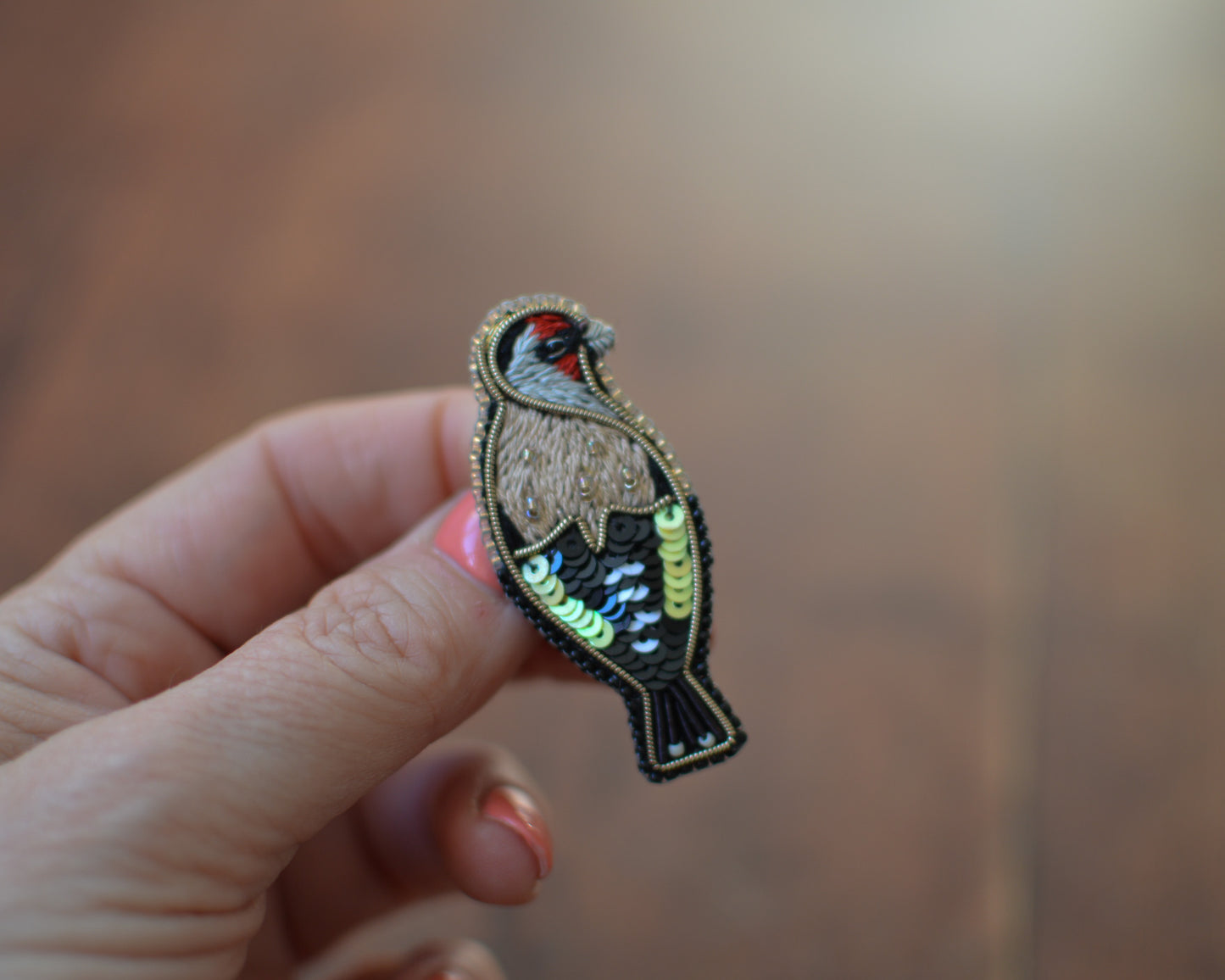 Goldfinch Embroidered Brooch,