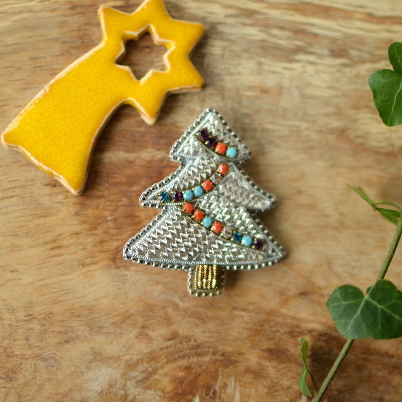 Silver Christmas Tree Brooch