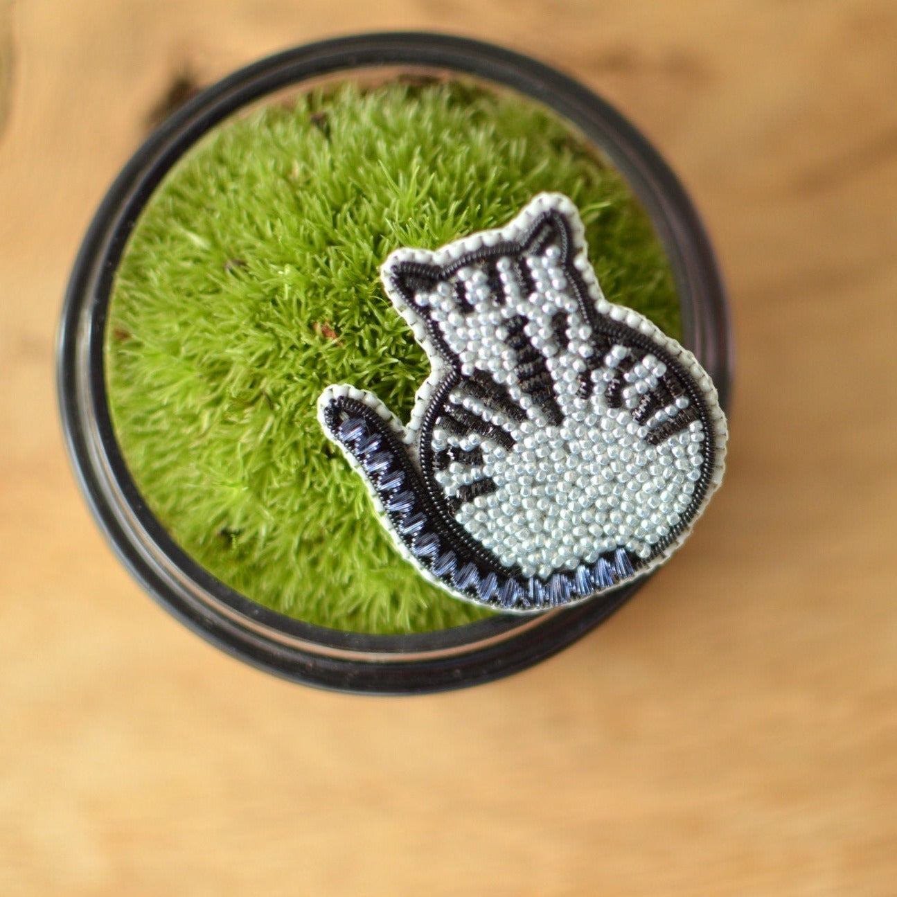 Grey Cat Silhouette Brooch