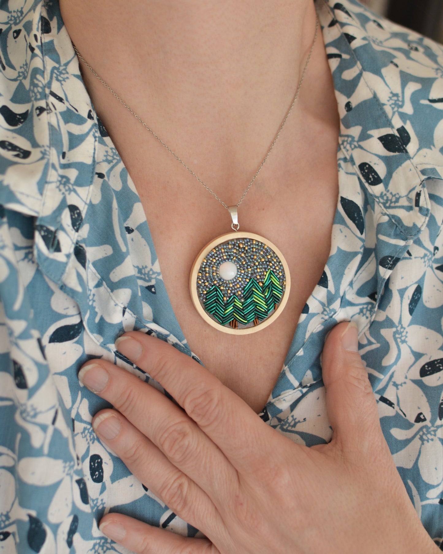 Forest and Full Moon Necklace