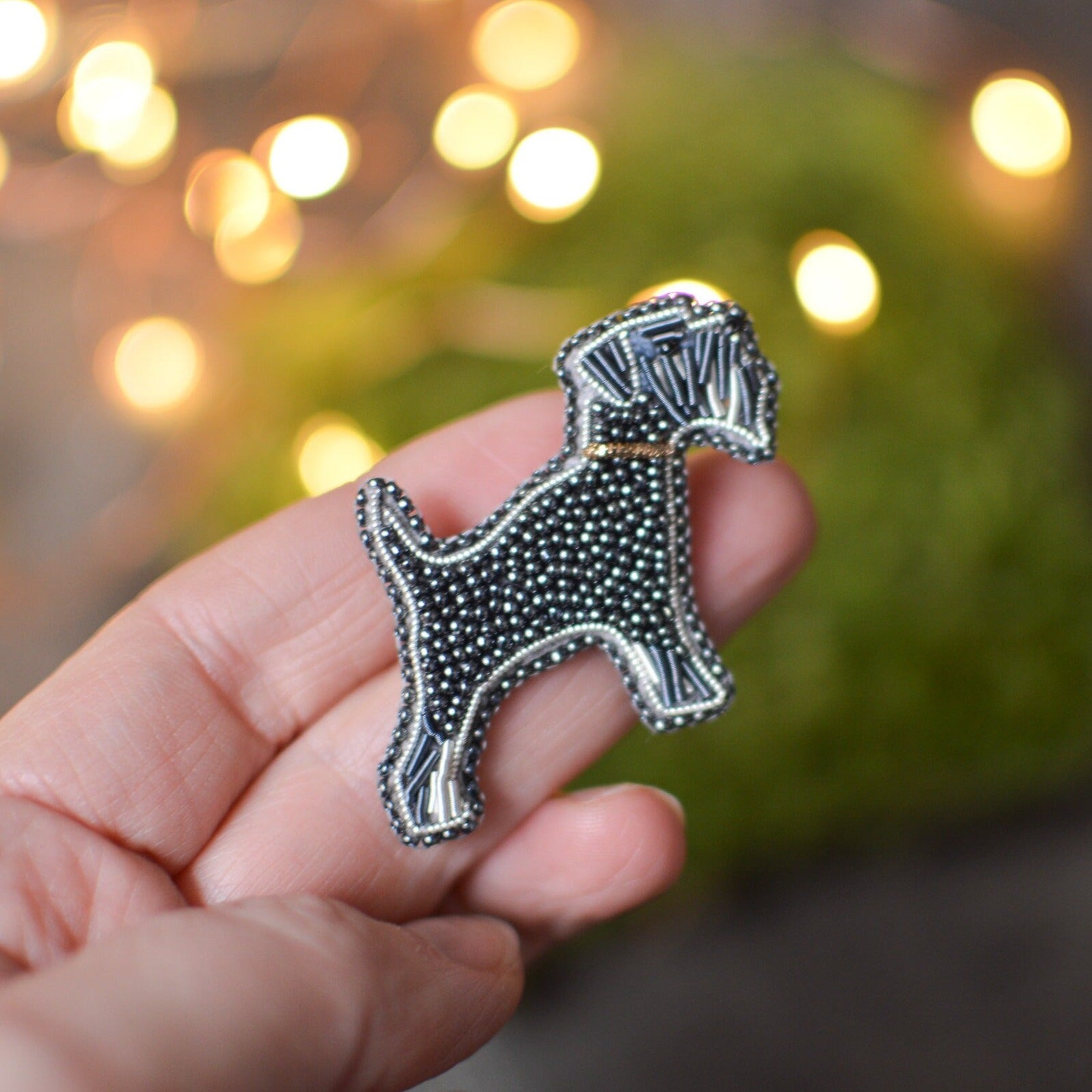 Schnauzer Embroidered Brooch, Miniature Black Schnauzer Pin Gift for Pet Mum