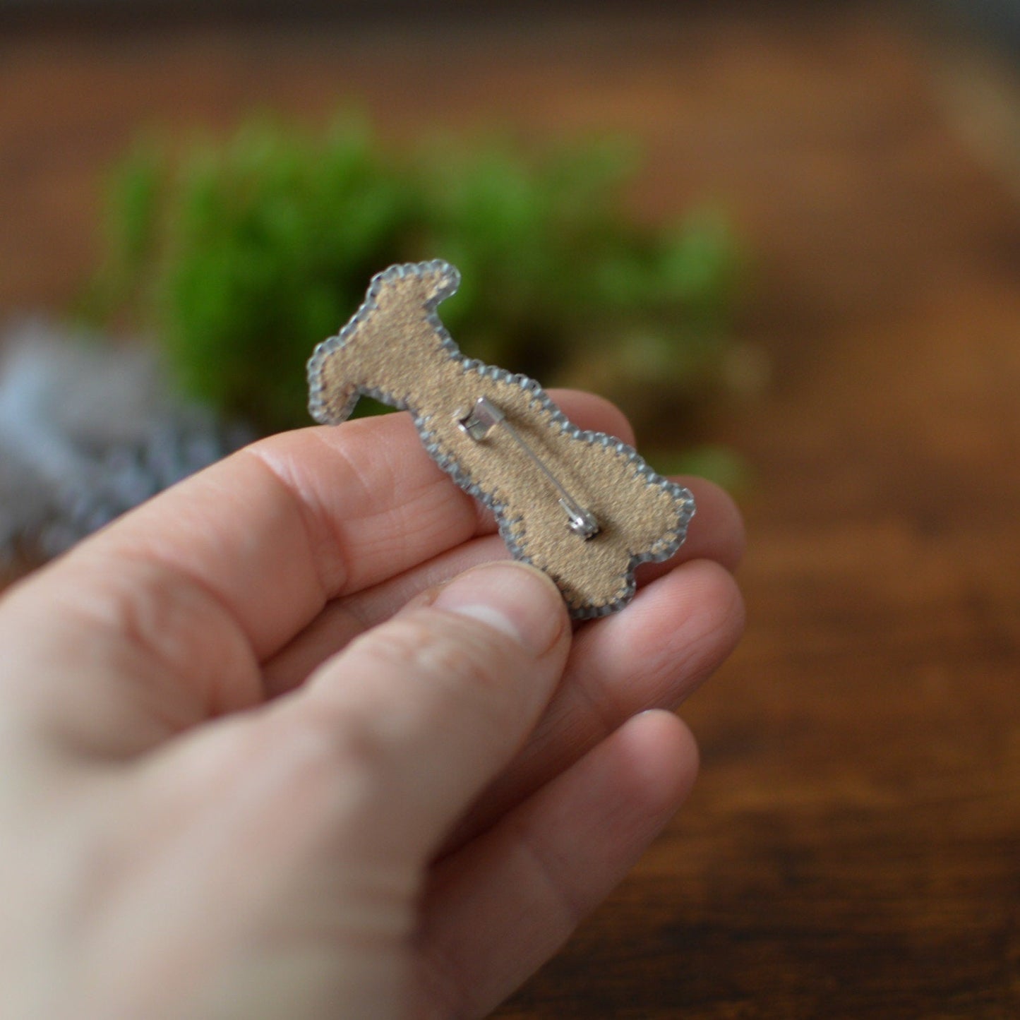 Whippet Embroidered Brooch - Back