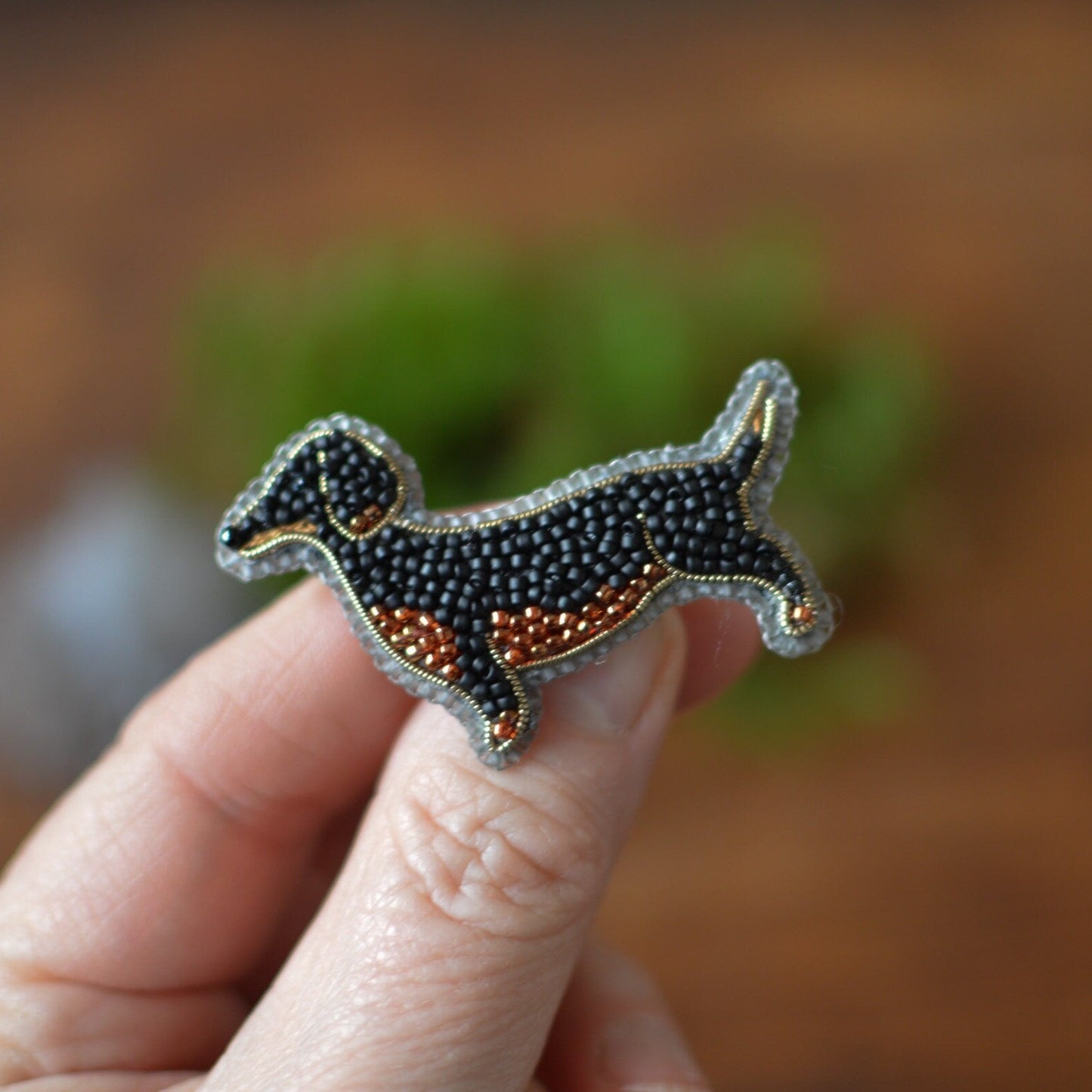 Dachshund Embroidered Brooch, Pet Dog Pin Gift for Mum