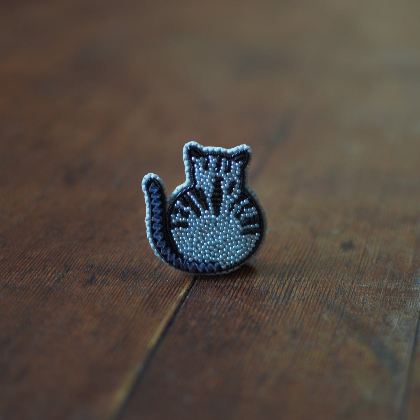 Grey Cat Silhouette Brooch