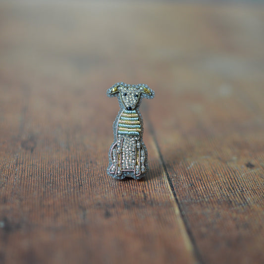 Whippet in a Jumper Embroidered Brooch,