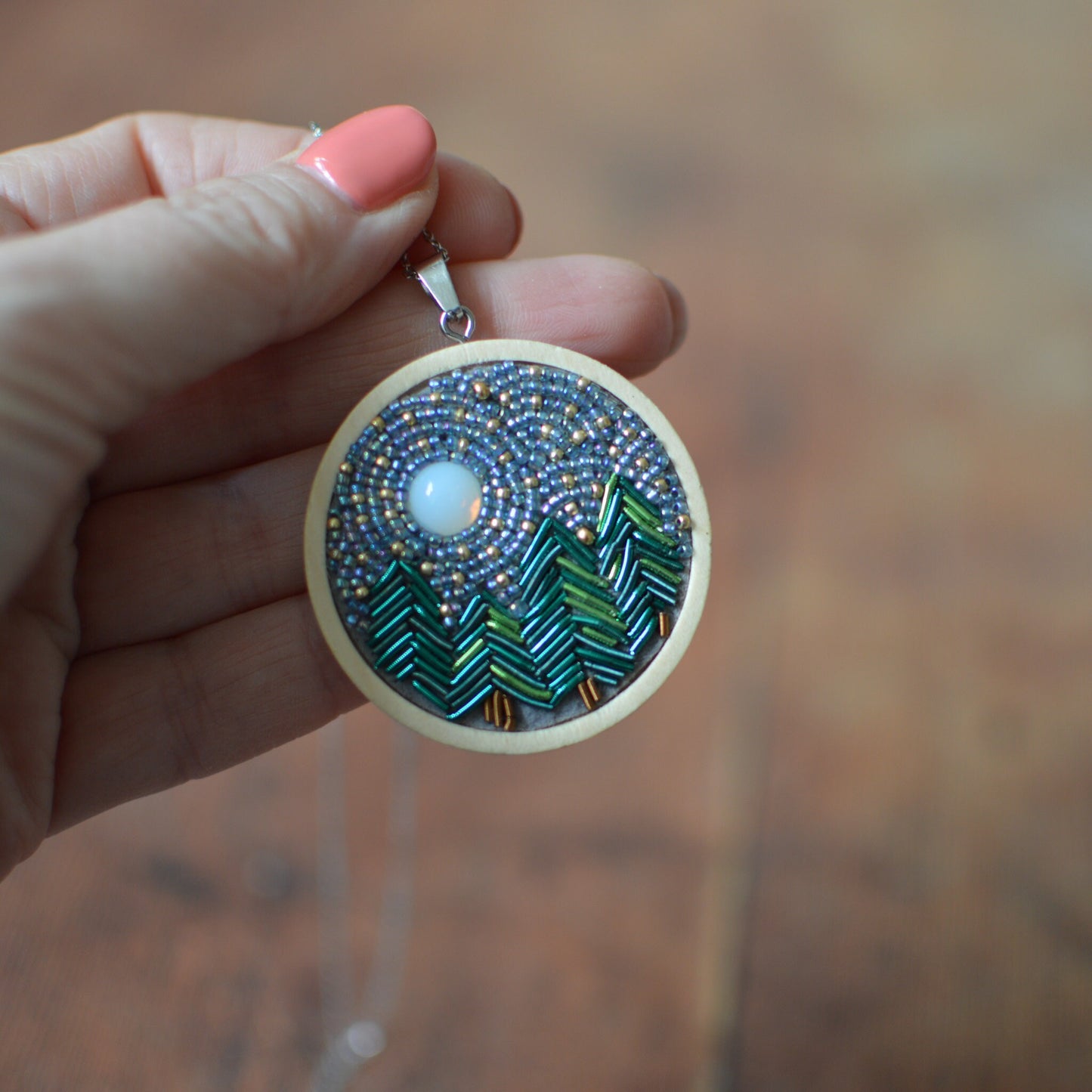 Forest and Full Moon Necklace