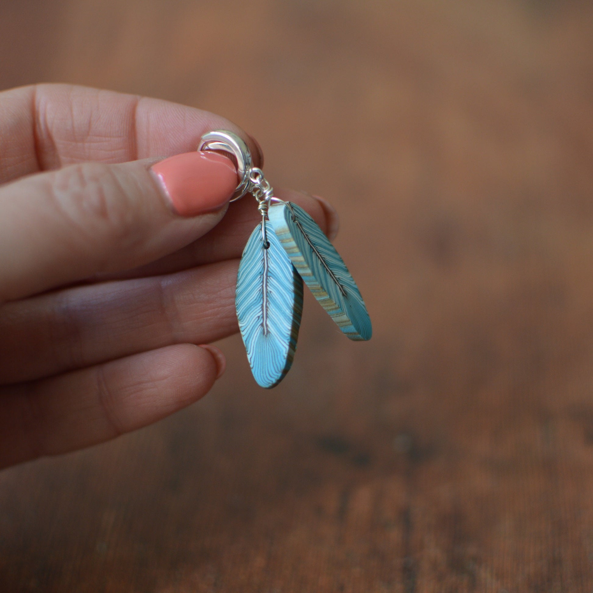 Turquoise feather earrings