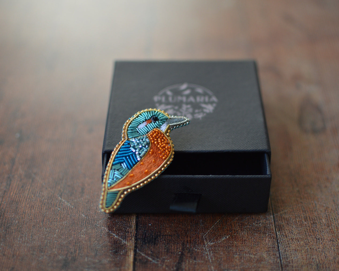 Kingfisher Embroidery Brooch