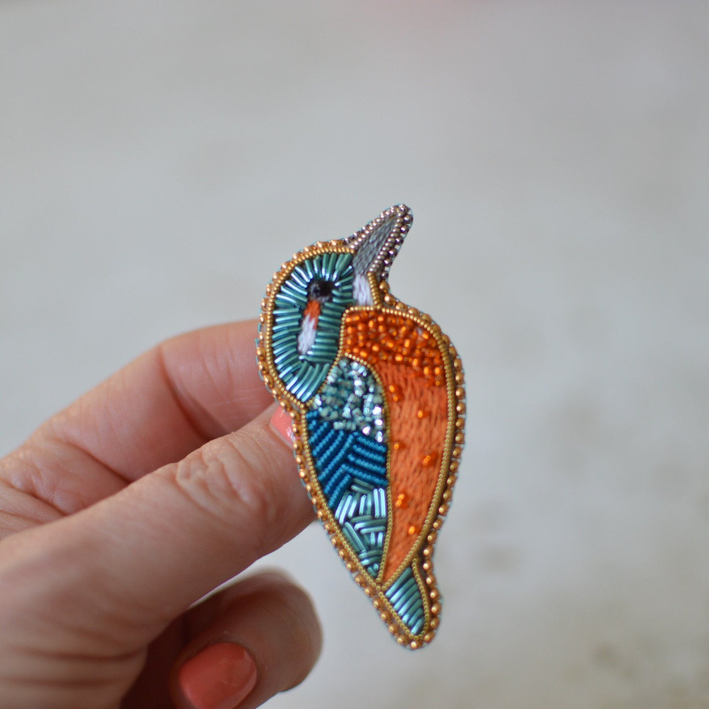 Kingfisher Embroidery Brooch