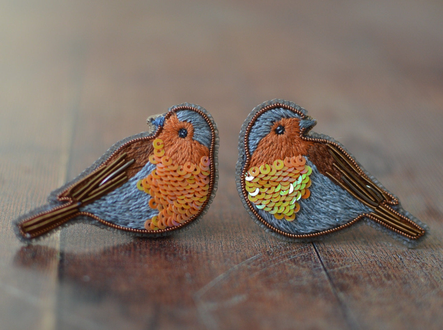 Robin Embroidered Brooch