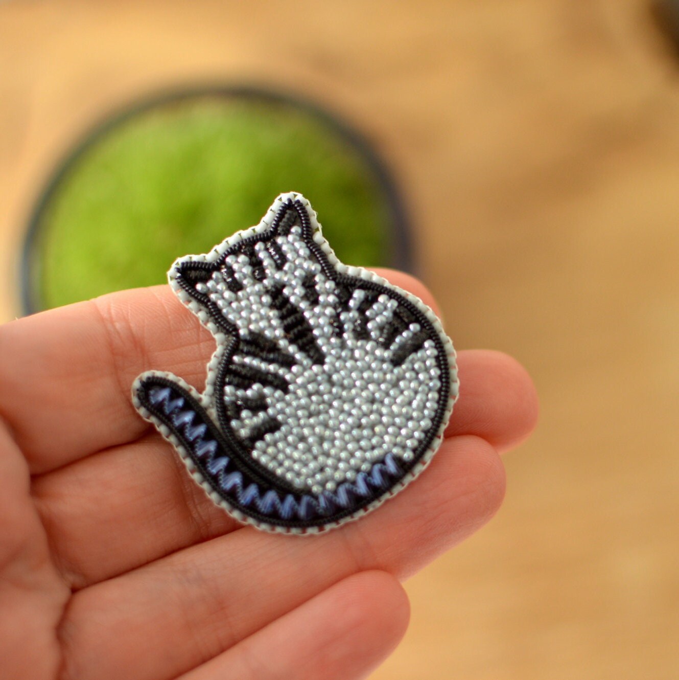 Grey Cat Silhouette Brooch